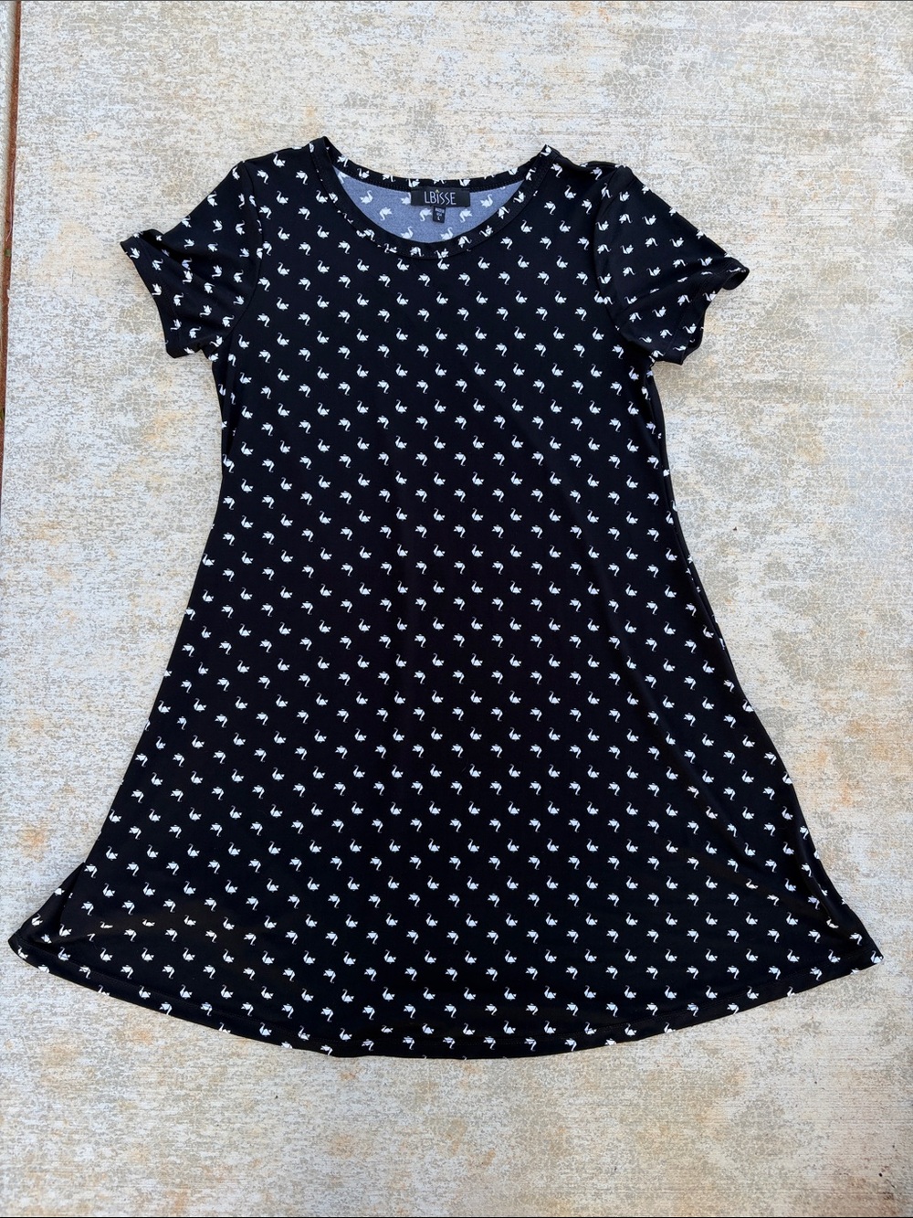 LBISSE paper swan short sleeve shift dress